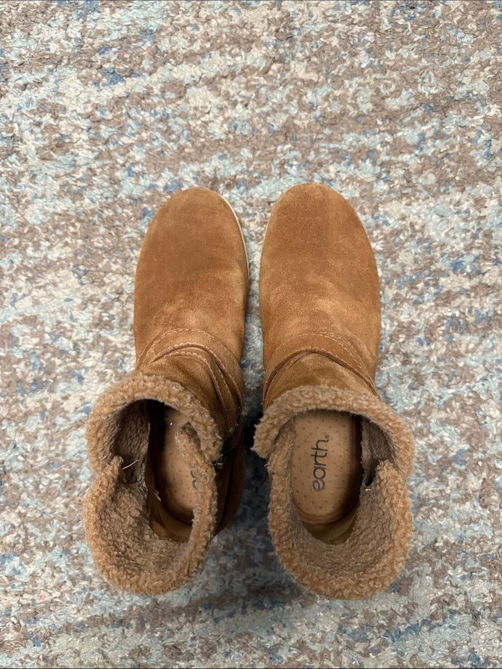 Women’s Earth Brand Cozy Suede Fold-Over Ankle Boots in Brown 9M